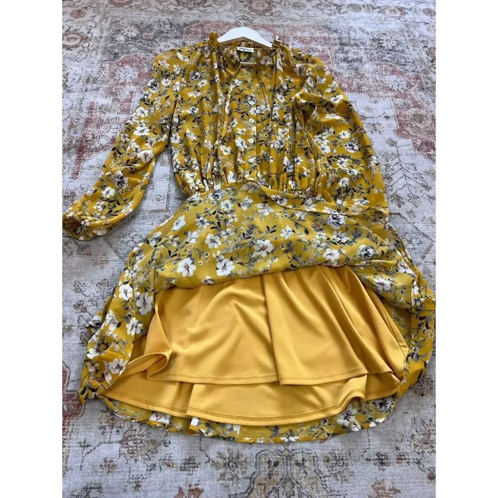Show Me Your Mumu Channing Flirtin Floral Mini Dress Size XS Yellow - Picture 4 of 9
